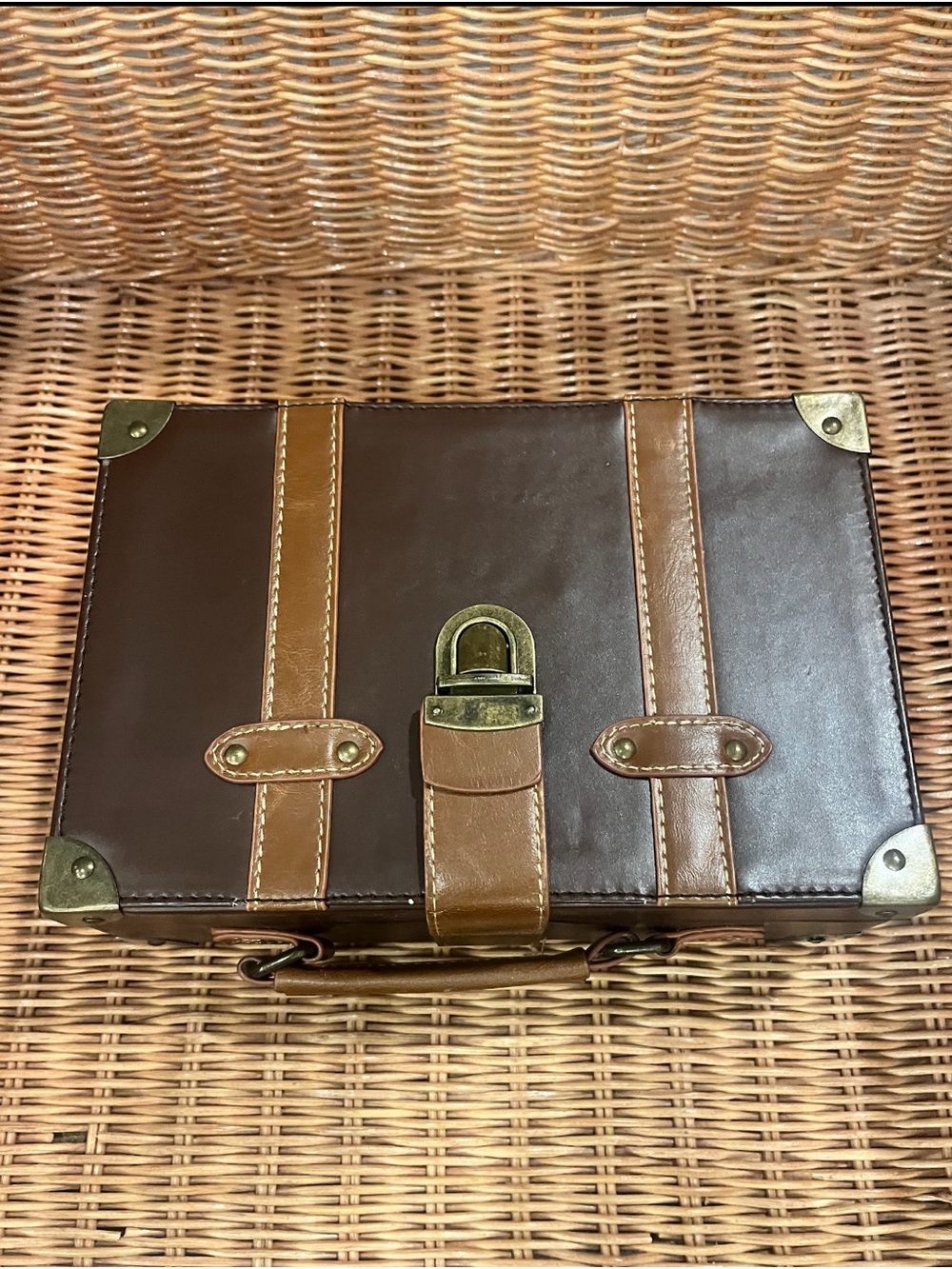 Brown Faux Leather Briefcase